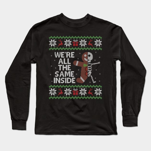 Ugly Christmas Sweater Gingerbread Skeleton Long Sleeve T-Shirt by HolidayoftheWeek